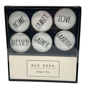Rae Dunn 6 Glass Dome Magnets Set HOME FAMILY LOVE BLESSED GATHER GRATEFUL Gift